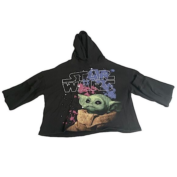 Star Wars Yoda Women’s Size Large Cropped Hooded Sweatshirt Pullover - Picture 3 of 9